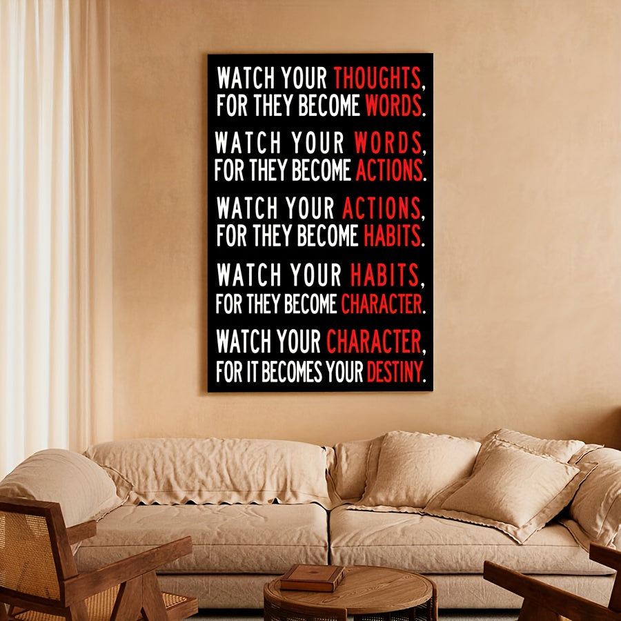 Watch Your Thoughts Inspirational Quote Canvas Art Decor