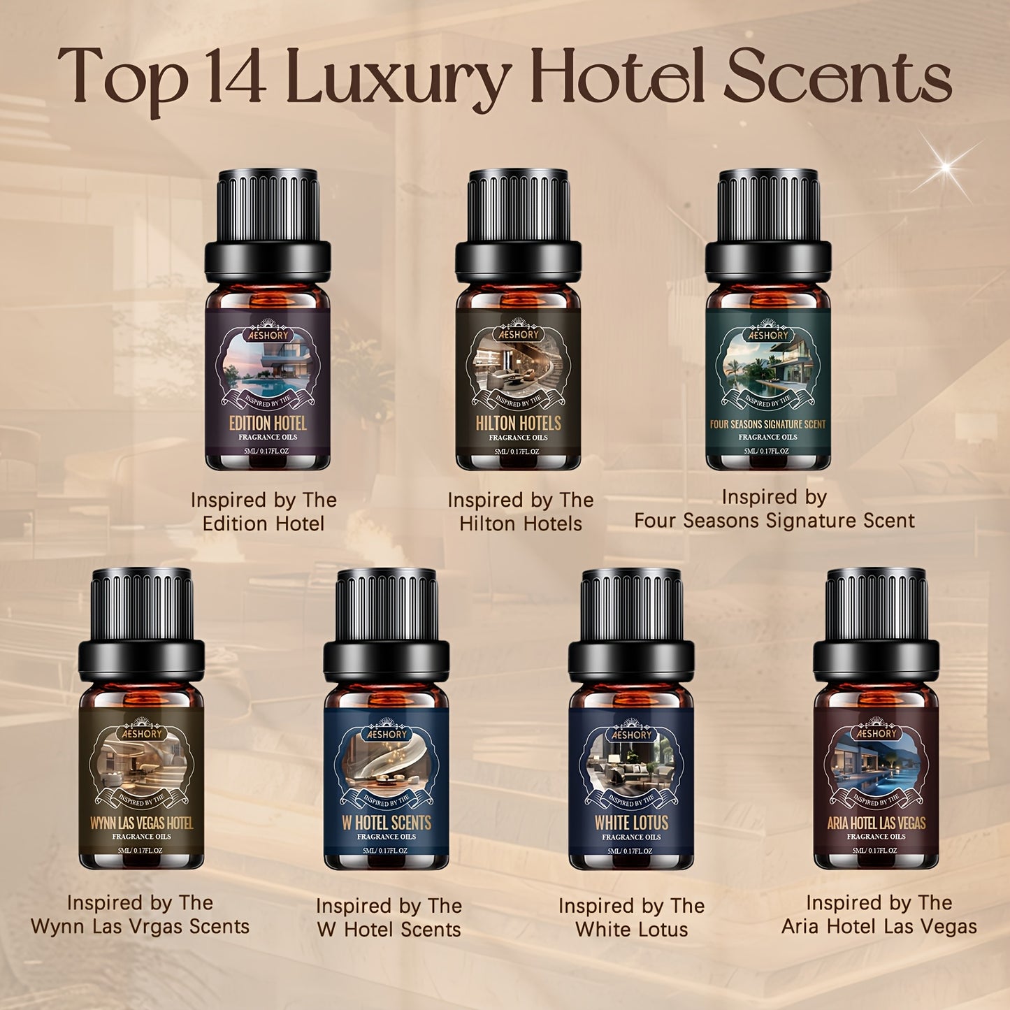 TOTATUIT Luxury Hotel Grade Essential Oil Diffuser Multi Scent Set