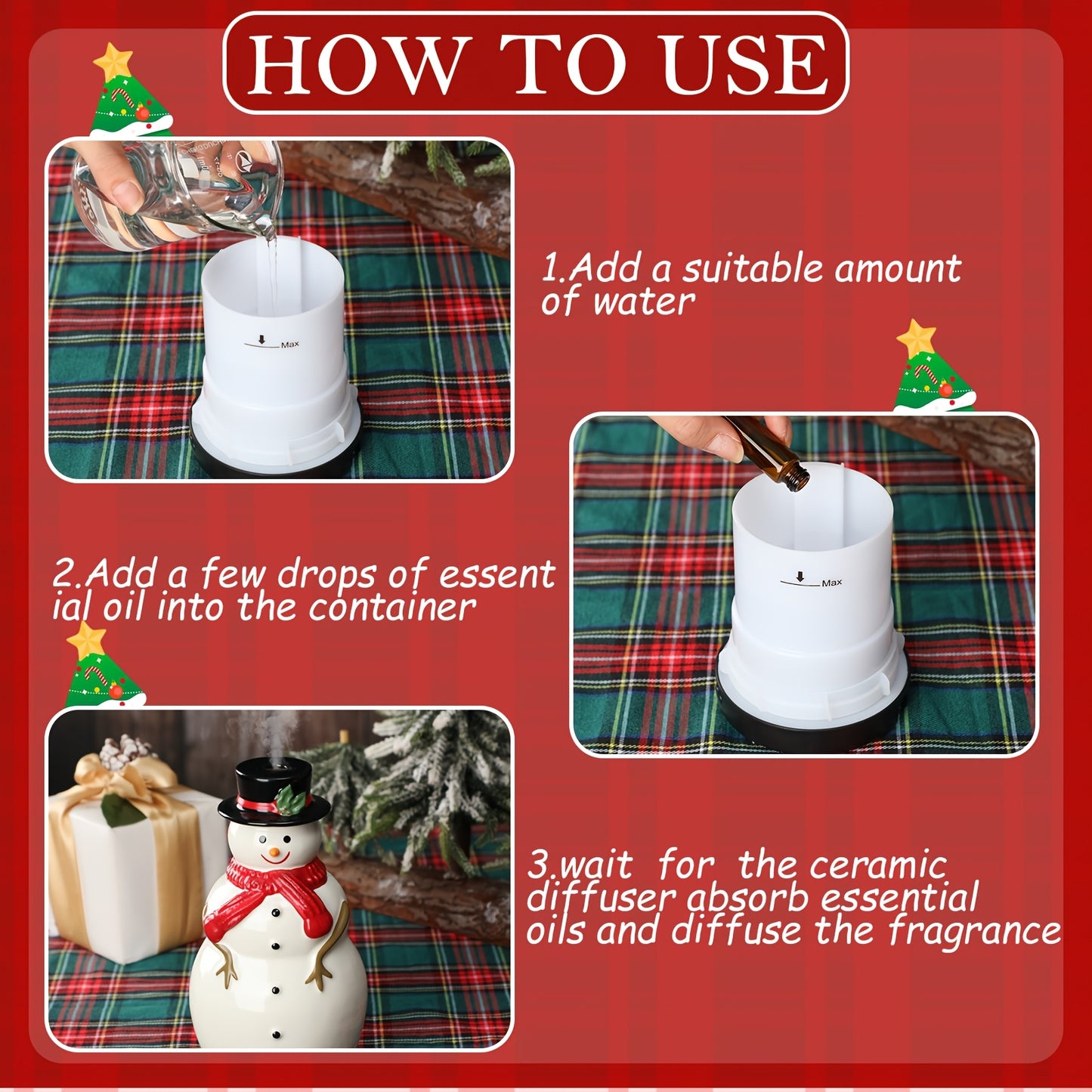 Outus Ceramic Snowman Essential Oil Diffuser Humidifier