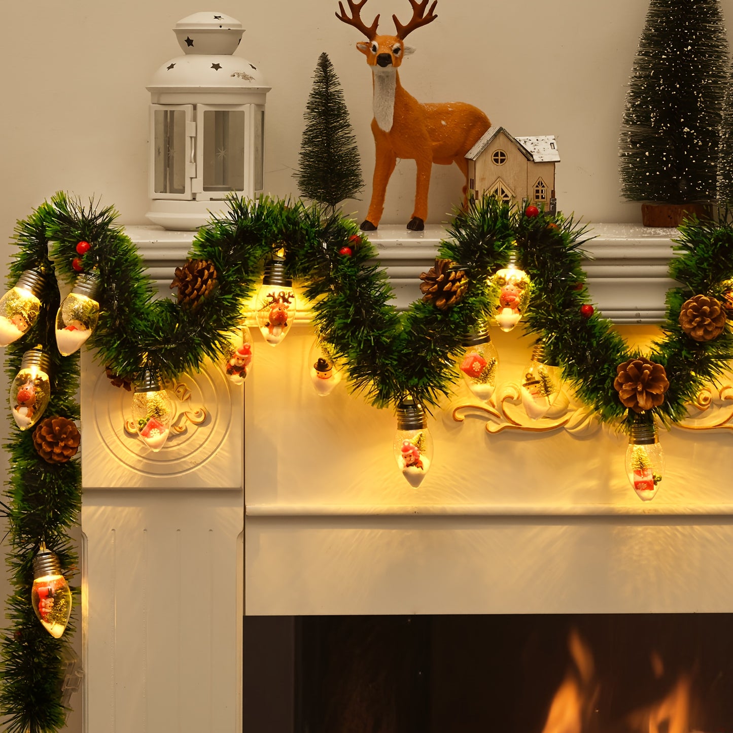 WAIPFARU LED Christmas Garland With Snow Globe Lights