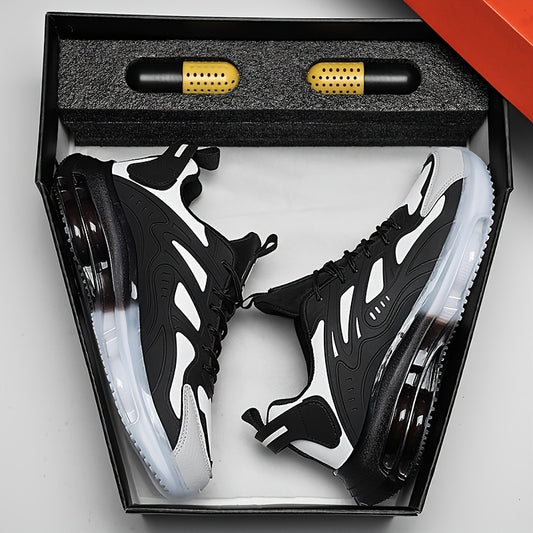 RLS Men's Low-Top Road Running Shoes - Breathable Mesh & Durable Rubber Sole, Fashion Black with Golden Accents, Secure Lace-Up Closure for All-Season Comfort, Sports & Casual Wear, Sleek Shoe Design, Flexible Interior Lining - Revitalize Mind Body