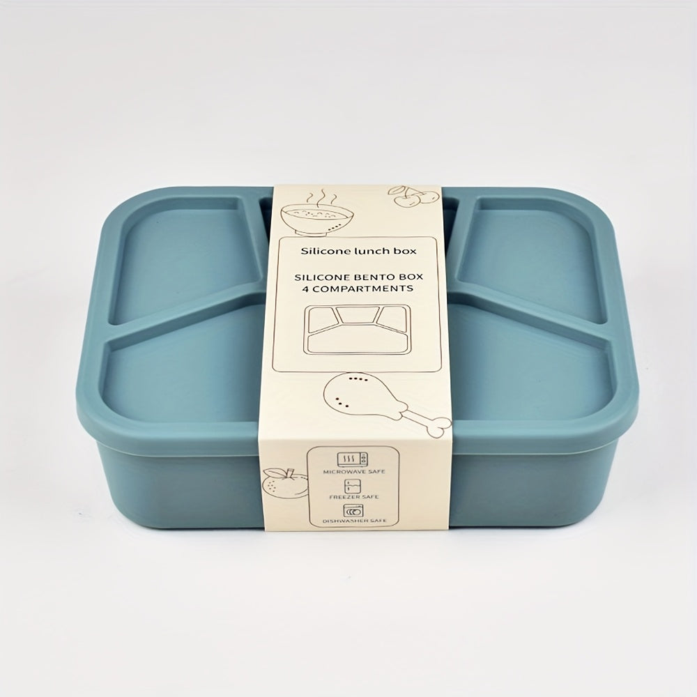 Premium Minimalist Silicone Lunch Box With Four Compartments Microwave Safe - Revitalize Mind Body