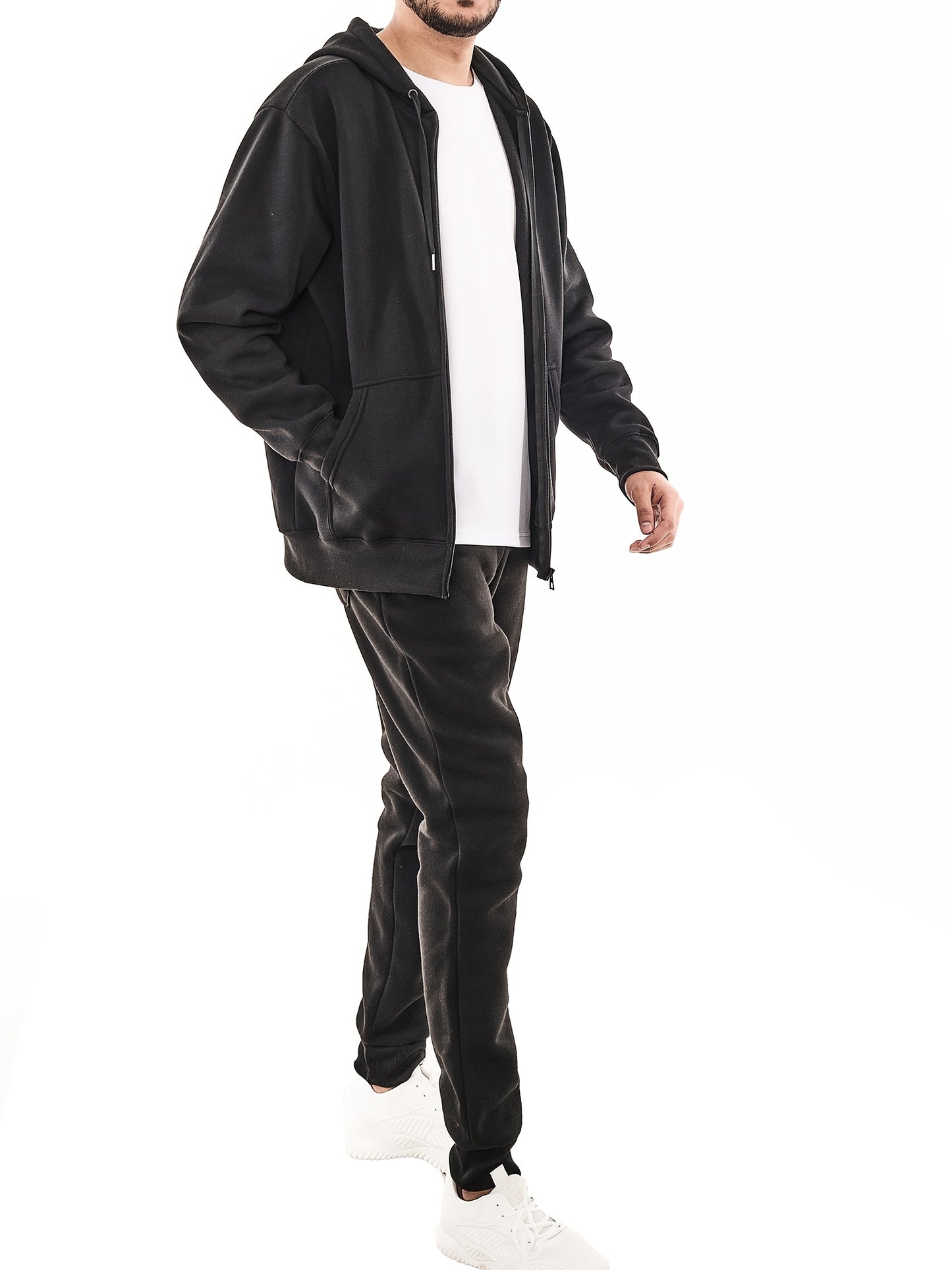 Mens Fleece Joggers Sweatpants With Zipper Pockets Casual