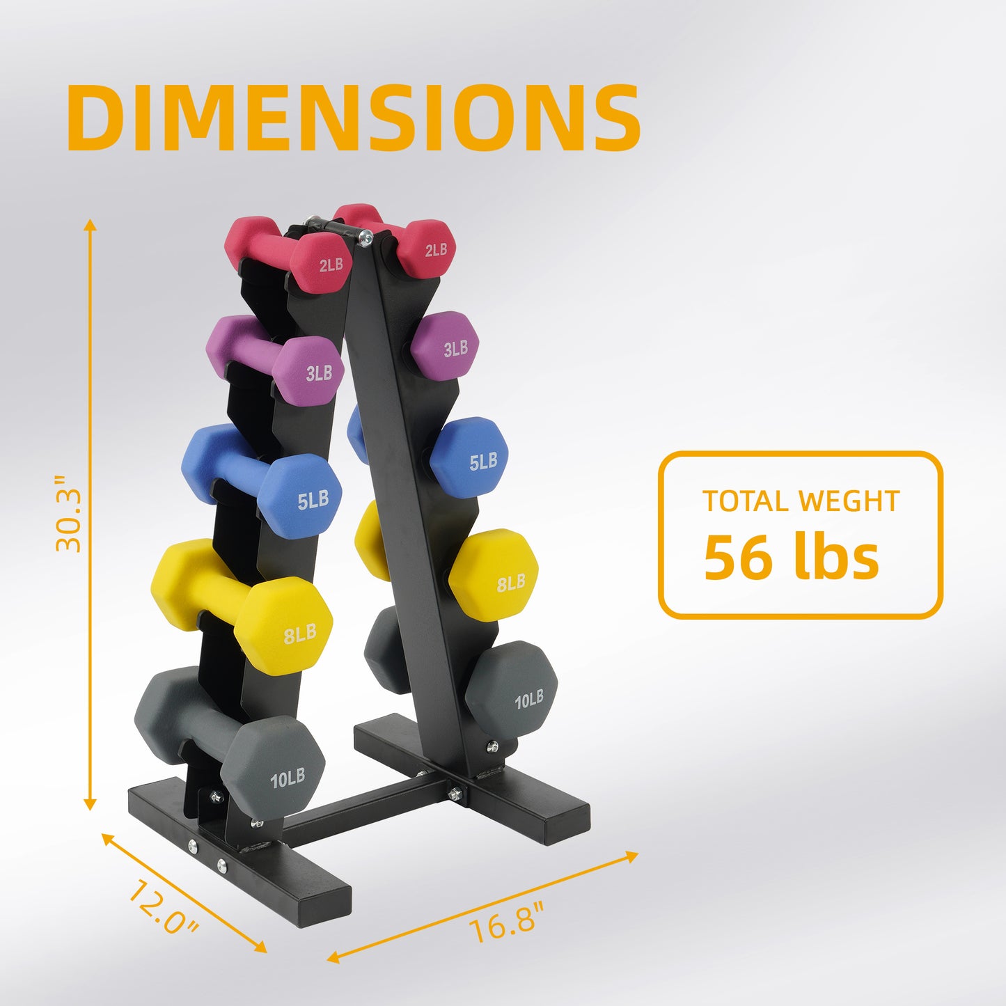 FITVIDS Dumbbell Set With Stand Neoprene Coated Weights