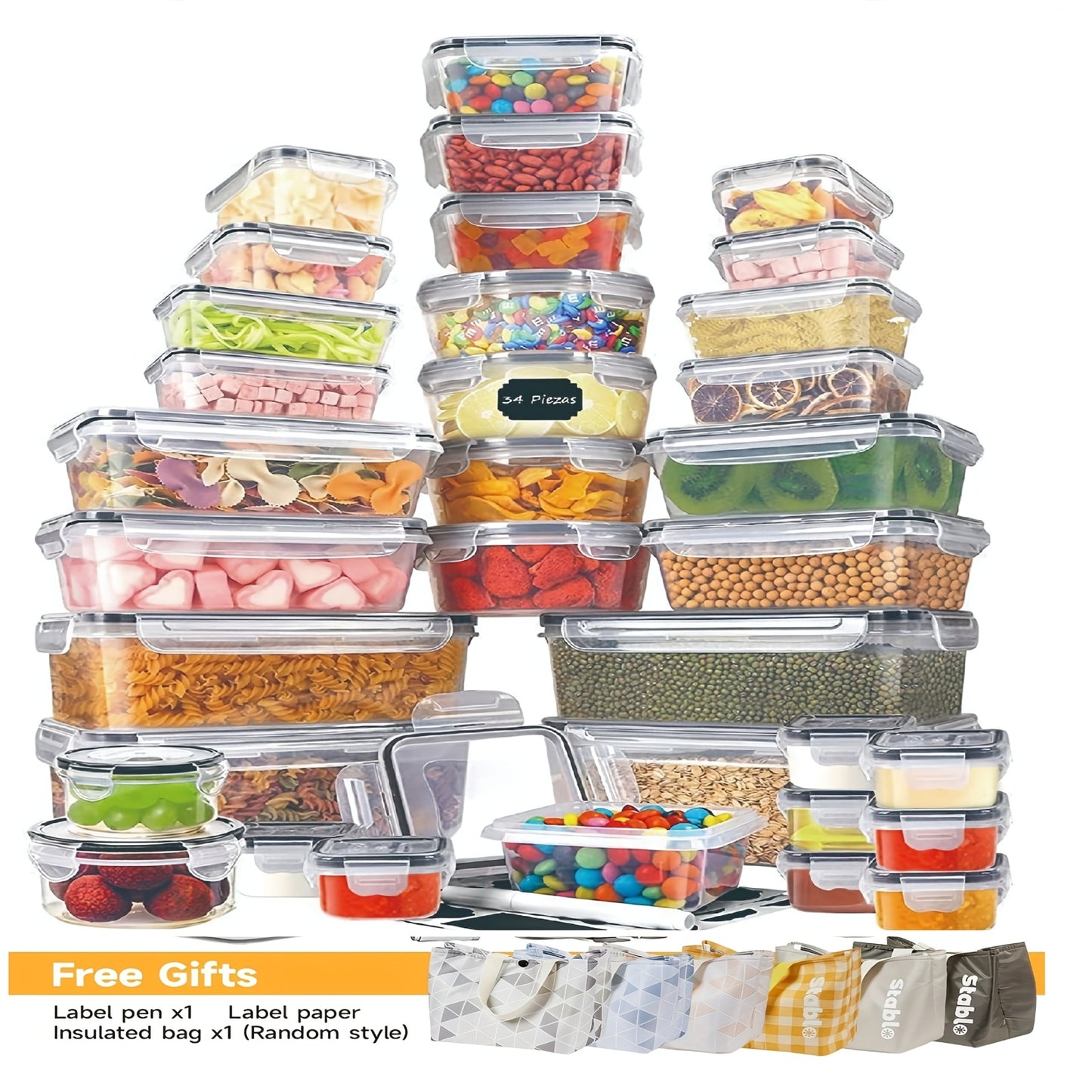 STABLO 48pc Food Storage Containers Set With Airtight Lids