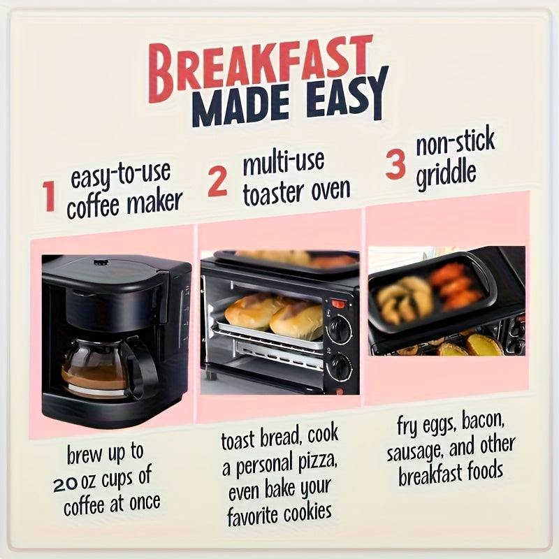 3-In-1 Breakfast Machine For Eggs Toast And Coffee 110V