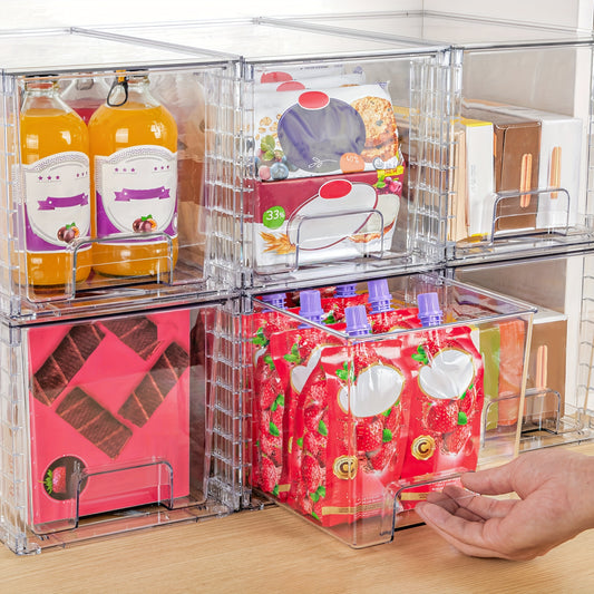 Large Stackable Clear Acrylic Food Storage Containers