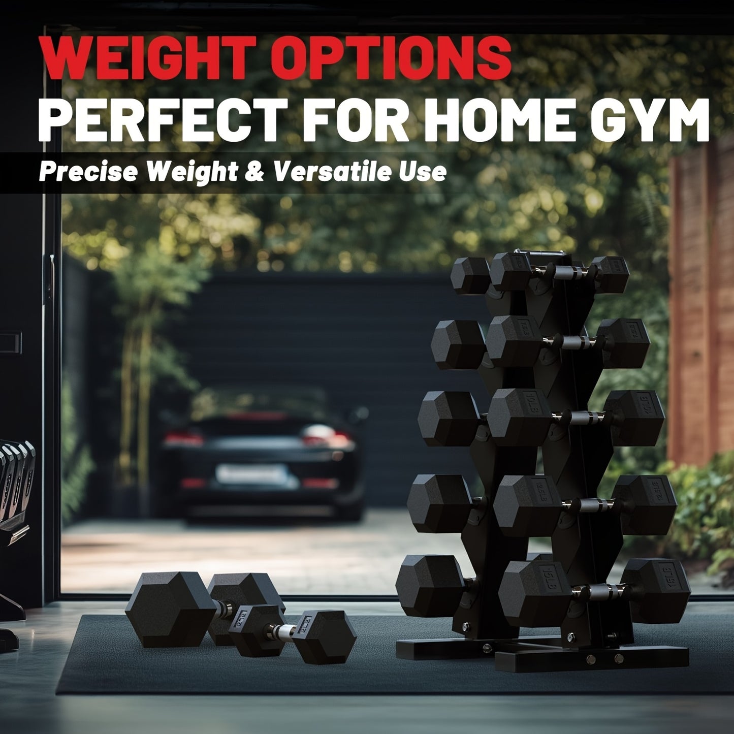 PAPABABE Dumbbell Set with Rack for Home Gym