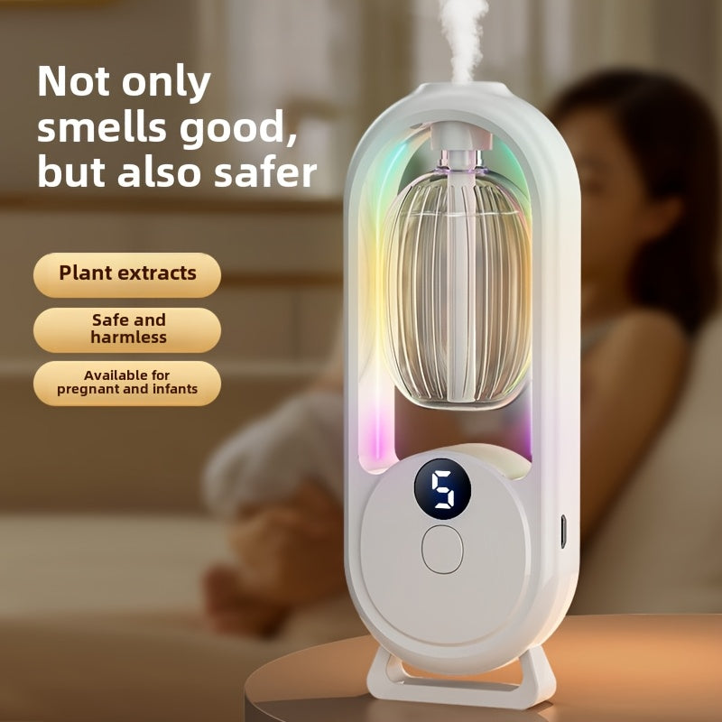 1pc Rechargeable Smart Aromatherapy Diffuser with Digital Display, Aromatherapy Humidifier,Cold Mist And Night Light - Great for Office, Bedroom, Bathroom, Includes 1 Or 3 Bottles of Essential Oils, Room Air Freshener - Revitalize Mind Body