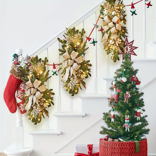 Glam Christmas Teardrop Swag Wreath Red Gold Balls Decor