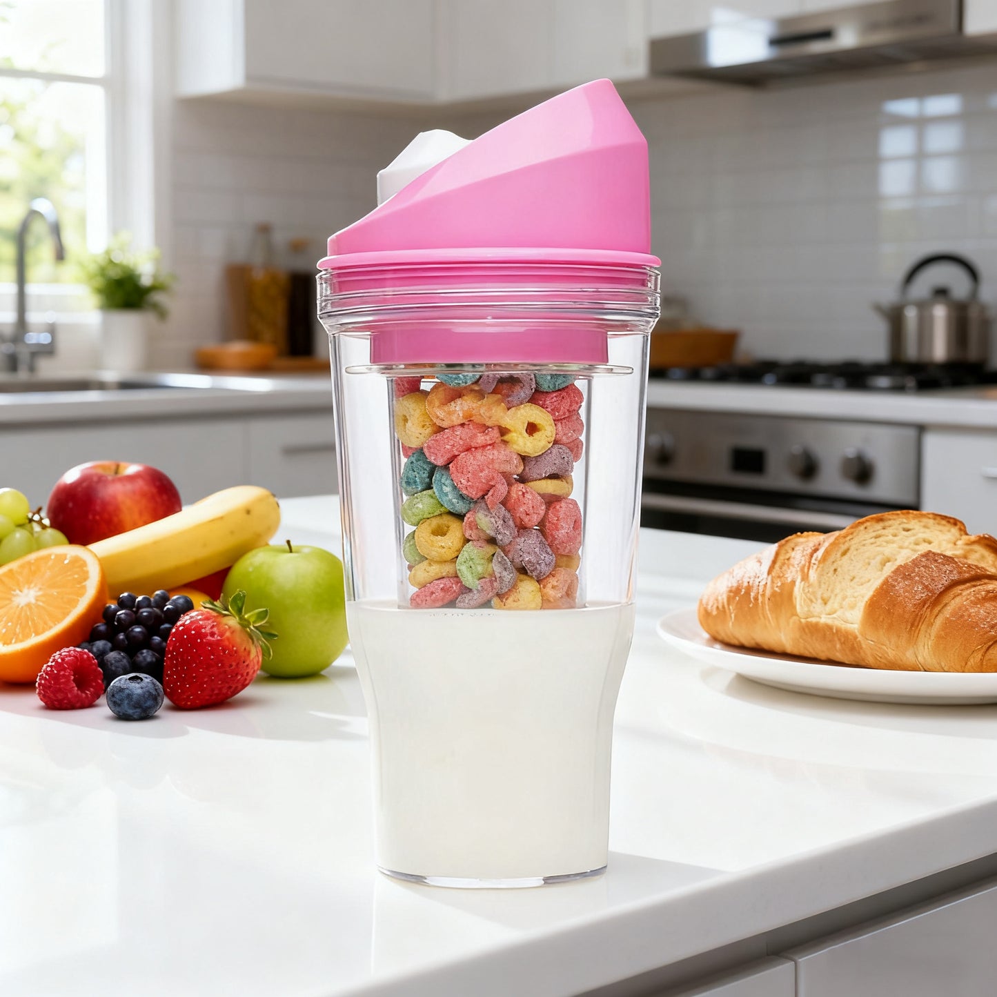 Portable Grain Cup with Lid BPA Free Leakproof Meal Container