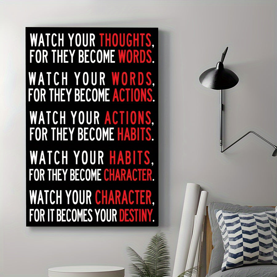 Watch Your Thoughts Inspirational Quote Canvas Art Decor