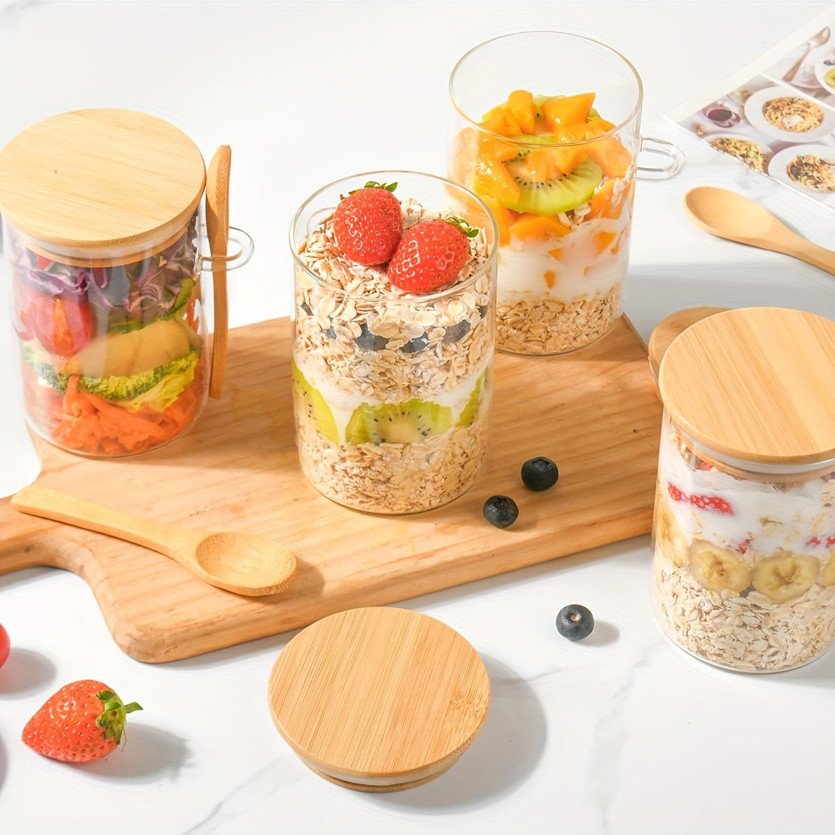 Overnight Oatmeal Glass Jar With Lid Meal Prep Container - Revitalize Mind Body