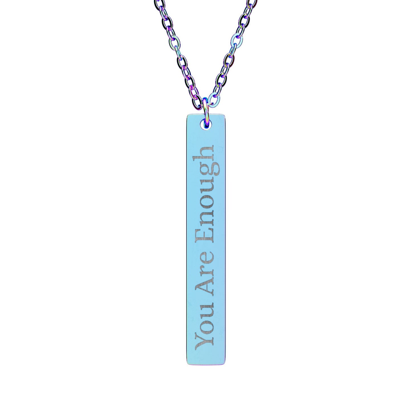 Engraved You Are Enough Vertical Bar Necklace Pendant - Revitalize Mind Body