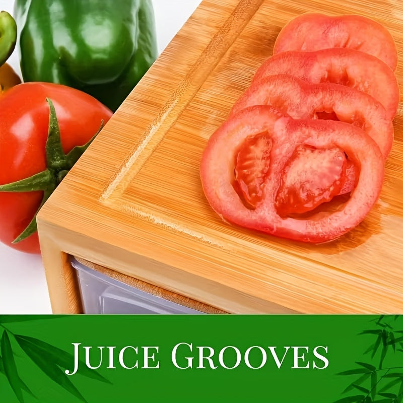 Bamboo Cutting Board With Food Container Storage Box