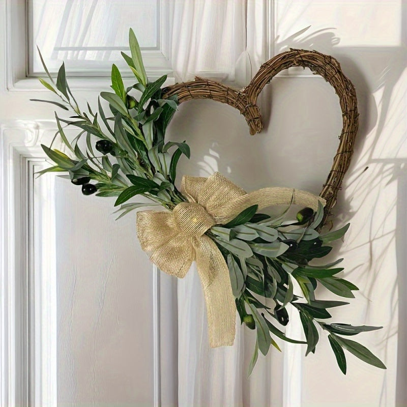 Rustic Heart Shaped Olive And Berry Garland Home Decor
