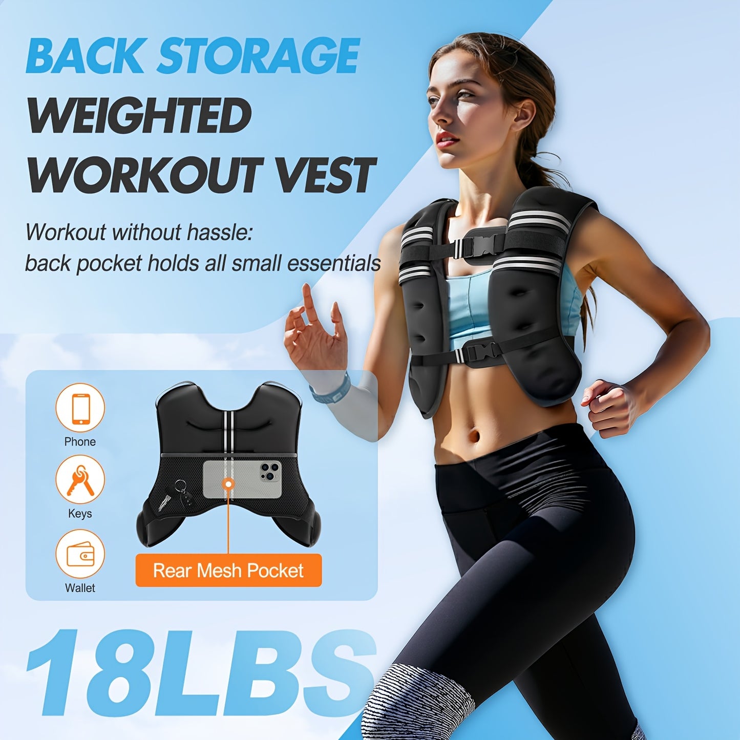 MAKIT HOME Weighted Vest With Reflective Strips And Adjustable Weights
