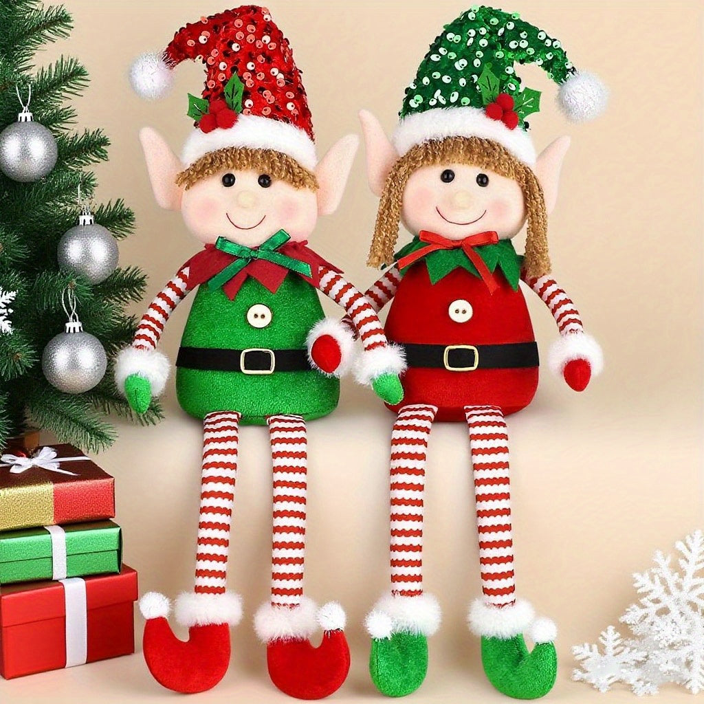 KPXHolidays Soft Christmas Elf Ornaments Two Piece Set Indoor Outdoor