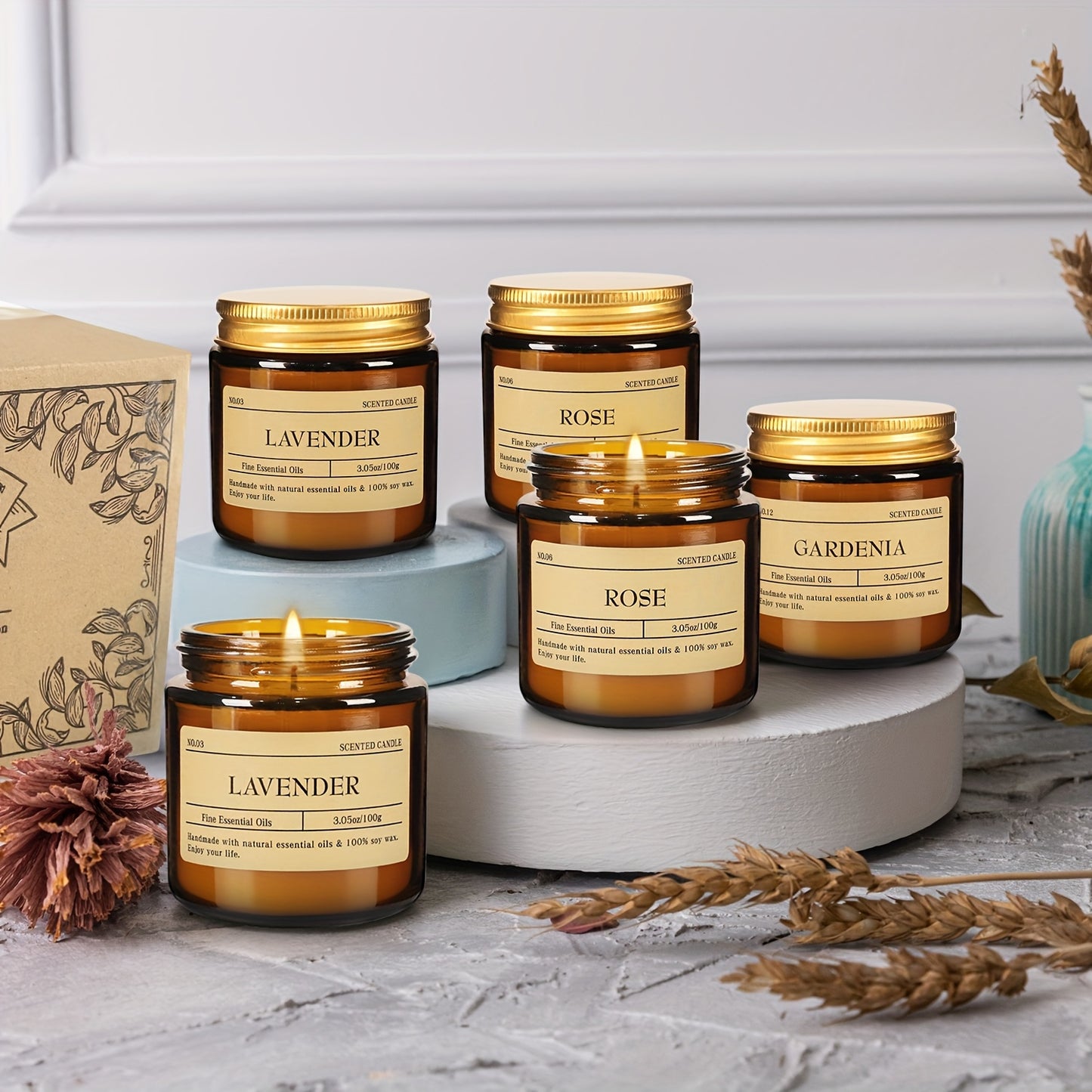 24 Pack Soy Wax Glass Jar Candles Gift Set Occasions