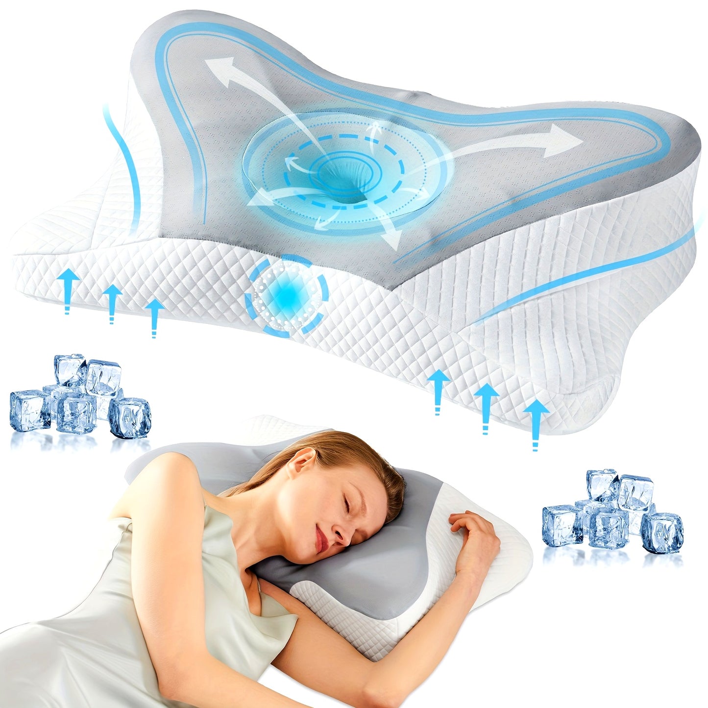 OLIXIS Cervical Neck Pillow Memory Foam Orthopedic Cooling Pillowcase - Revitalize Mind Body