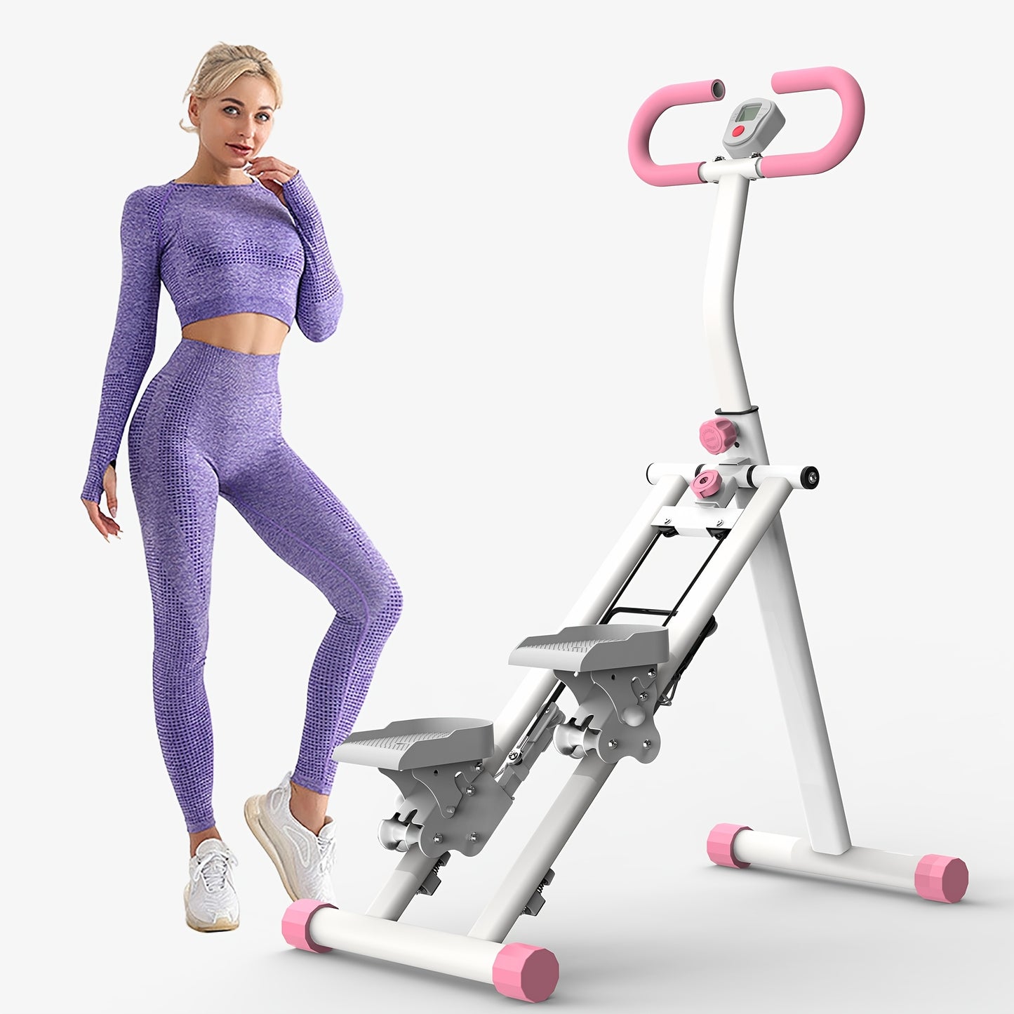 Compact Folding Vertical Climber Machine - Stair Stepper For Home Gym Exercise - Adjustable Handlebar & Pedals, Extended Step Range For Full-Body Workout - Revitalize Mind Body