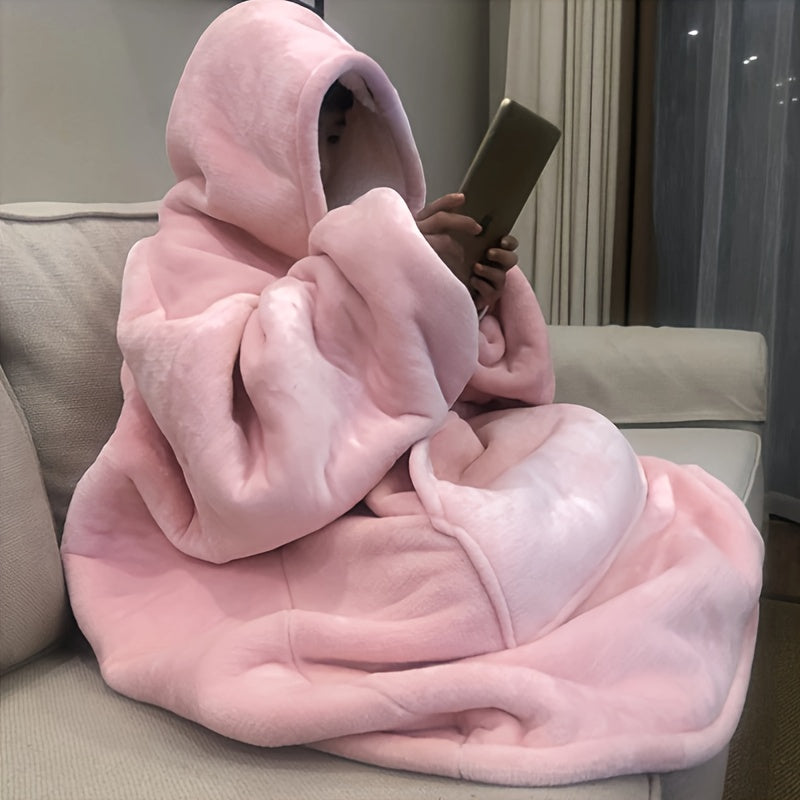 Wearable Hoodie Blanket Pajamas With Kangaroo Pockets Machine Washable