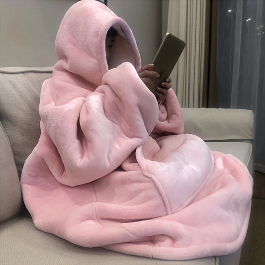 Wearable Hoodie Blanket Pajamas With Kangaroo Pockets Machine Washable
