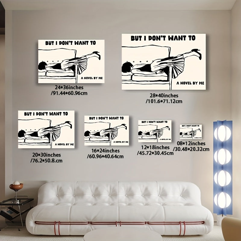 Wrapped Wooden Framed Canvas Poster With Funny Quotes Wall Art