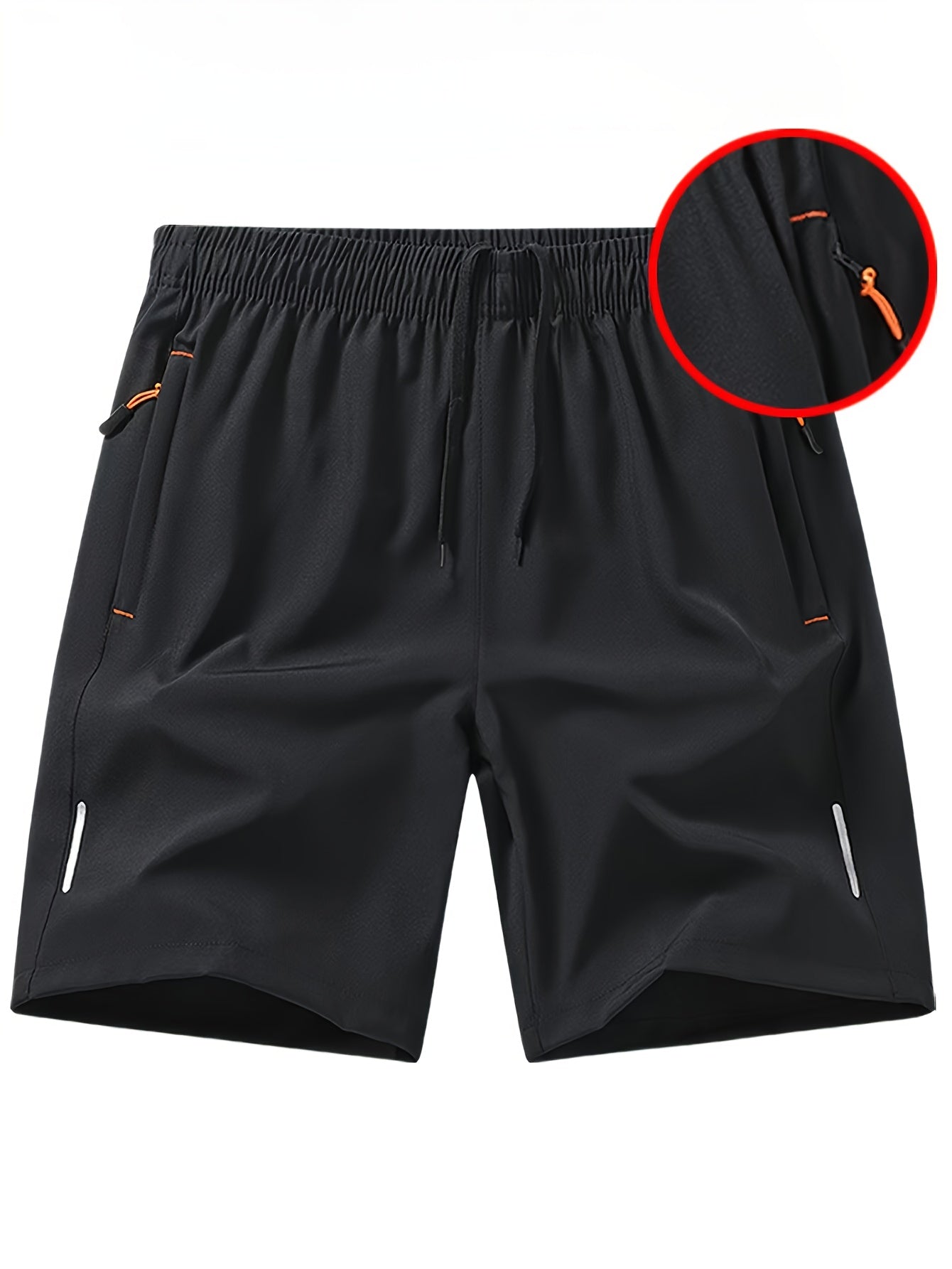 3pcs Men'S Stylish Athletic Shorts, Black Drawstring Design, Zippered Pockets, Ideal For Summer Training And Outdoor Activities, Plus Size Shorts - Revitalize Mind Body