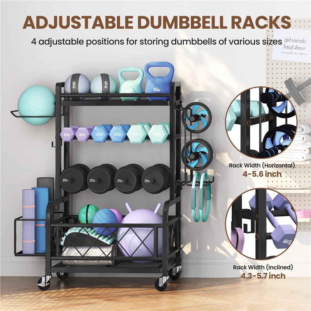Costoffs Dumbbell Rack With Hooks For Home Gym Storage