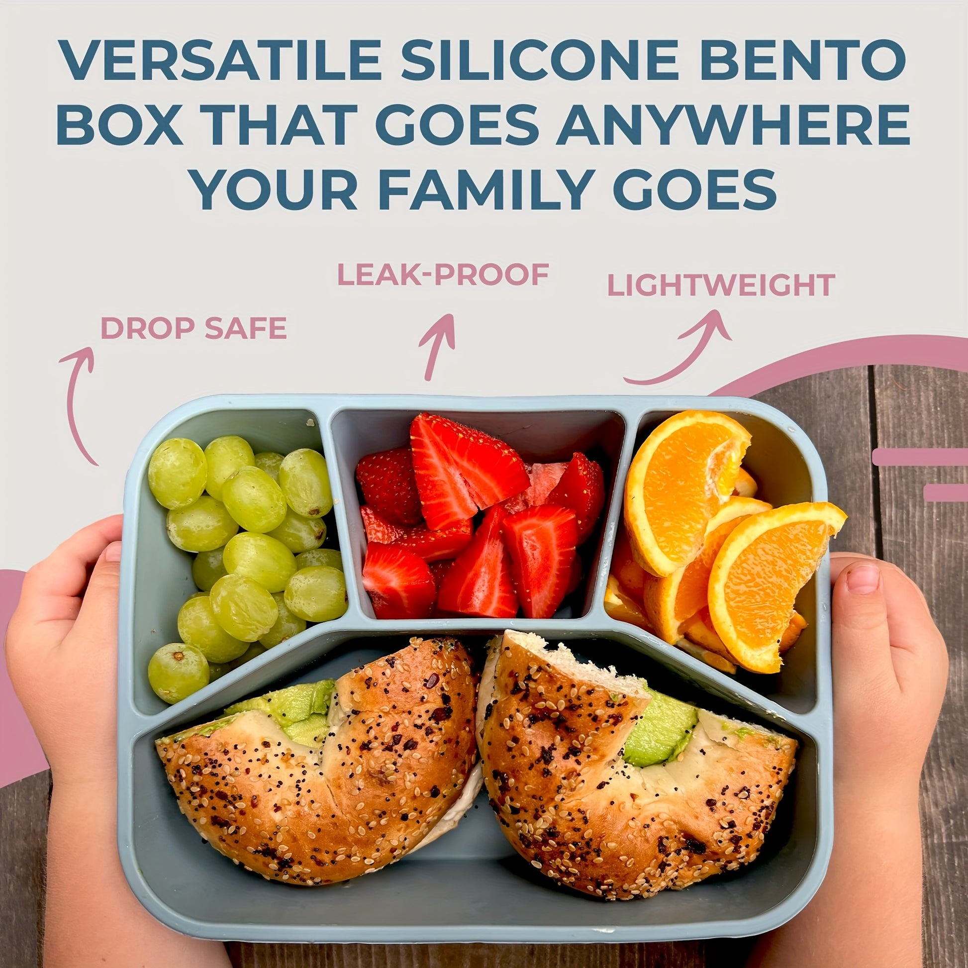 Premium Minimalist Silicone Lunch Box With Four Compartments Microwave Safe - Revitalize Mind Body
