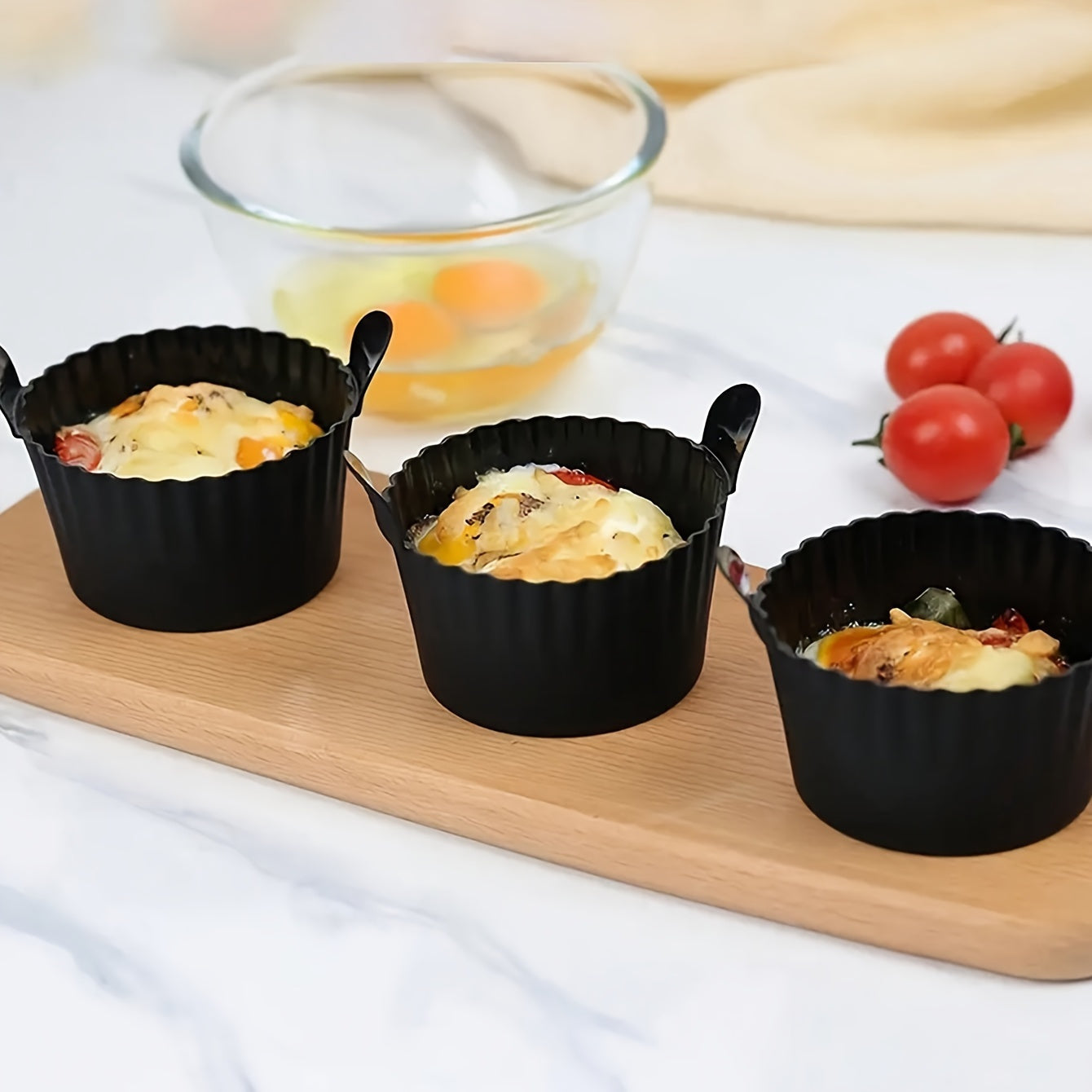3pcs Black Silicone Air Fryer Baking Ramekins - Non-Stick, Food-Grade, Heat-Resistant Oven & Air Fryer Safe - Ideal for Eggs, Cupcakes, Muffins, Puddings, Tarts, Custards - Healthy Cooking Essentials, Air Fryer Accessories, K - Revitalize Mind Body