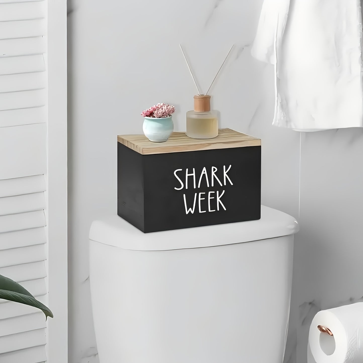 KAREAL Shark Week Wooden Organizer Box With Hinged Lid