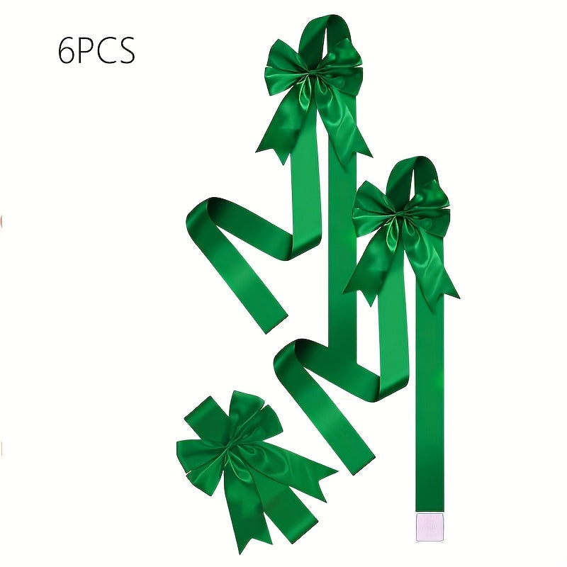 Red Christmas Bow Set With Adhesive Strips For Easy Hanging