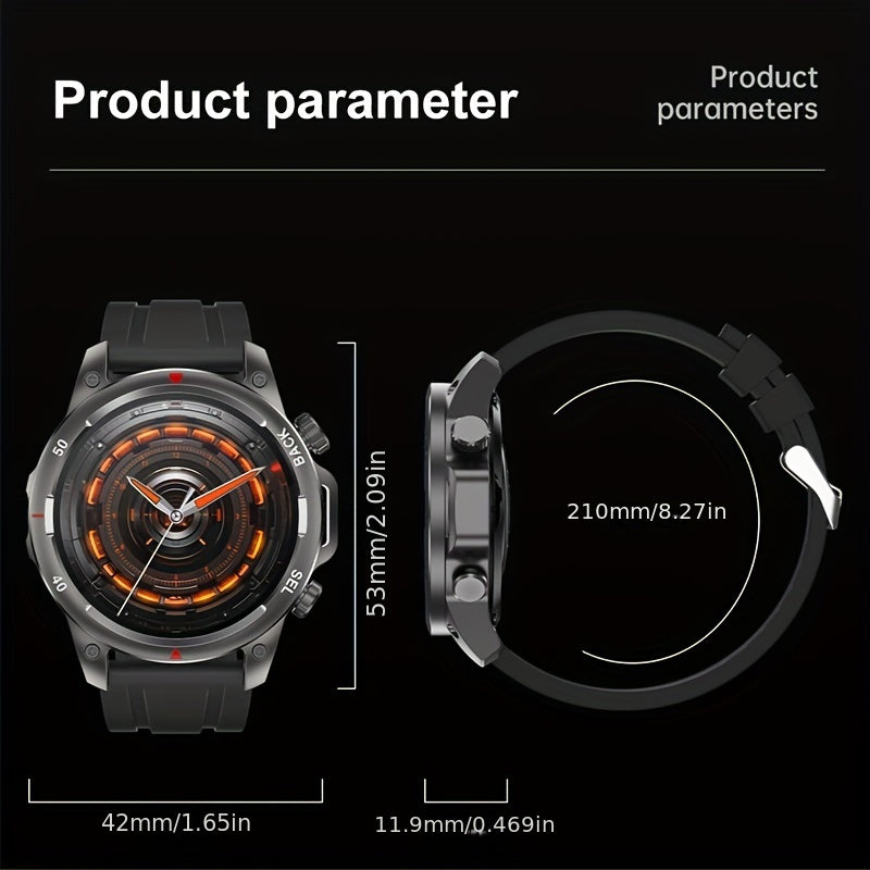 Men's GPS Smart Watch - LED Backlight, 360° HD Screen, AI Voice, Wireless Calls & NFC | Stainless Steel/Silicone Band, Compass, Sports Modes, Father's Day Gift - Revitalize Mind Body