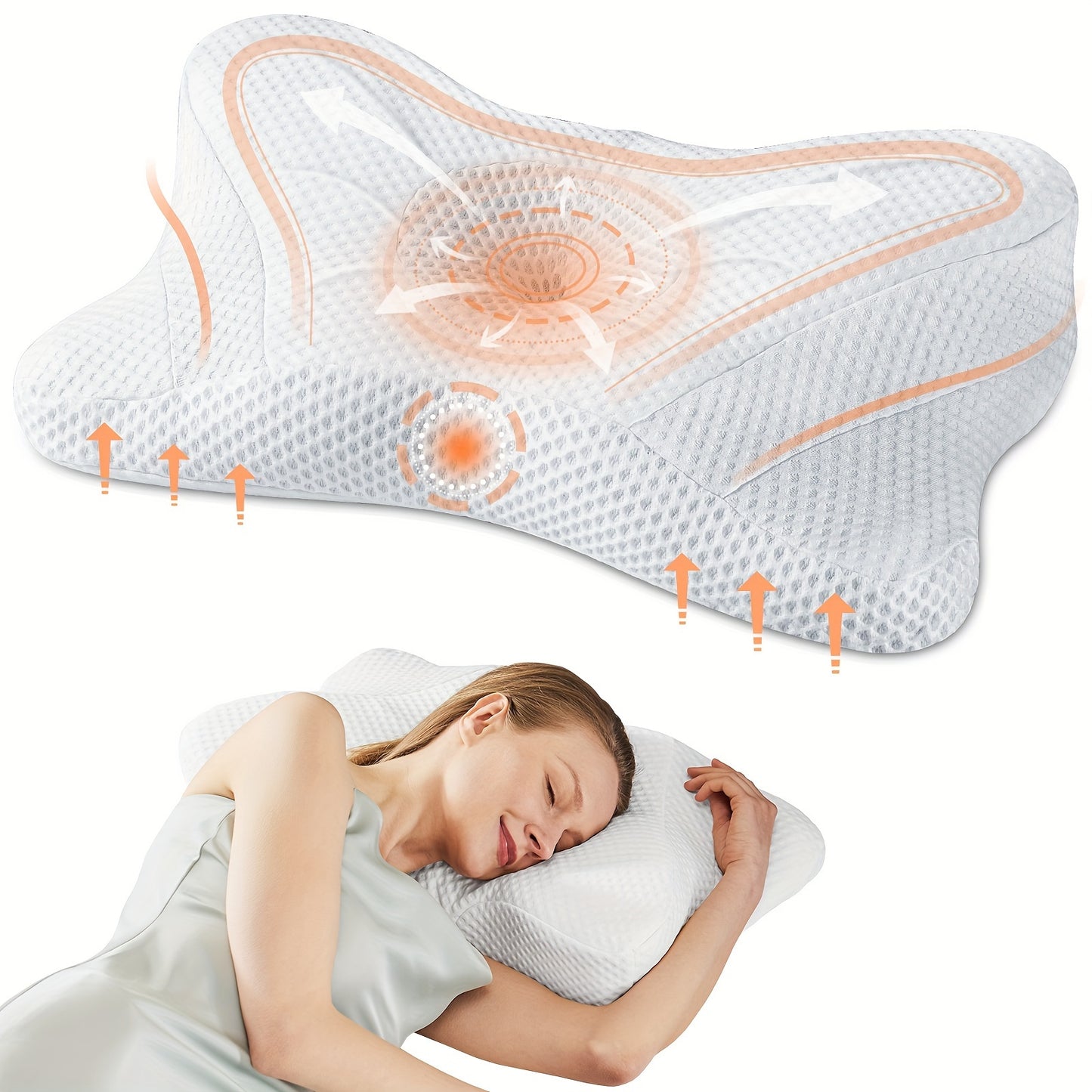 OLIXIS Cervical Neck Pillow Memory Foam Orthopedic Cooling Pillowcase - Revitalize Mind Body