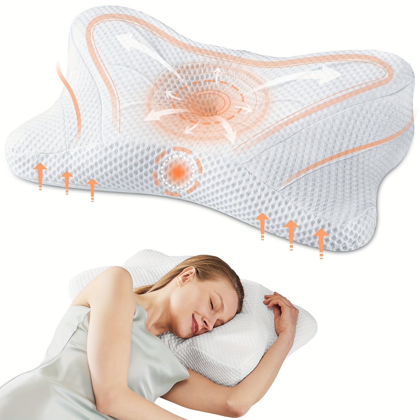 OLIXIS Cervical Neck Pillow Memory Foam Orthopedic Cooling Pillowcase - Revitalize Mind Body