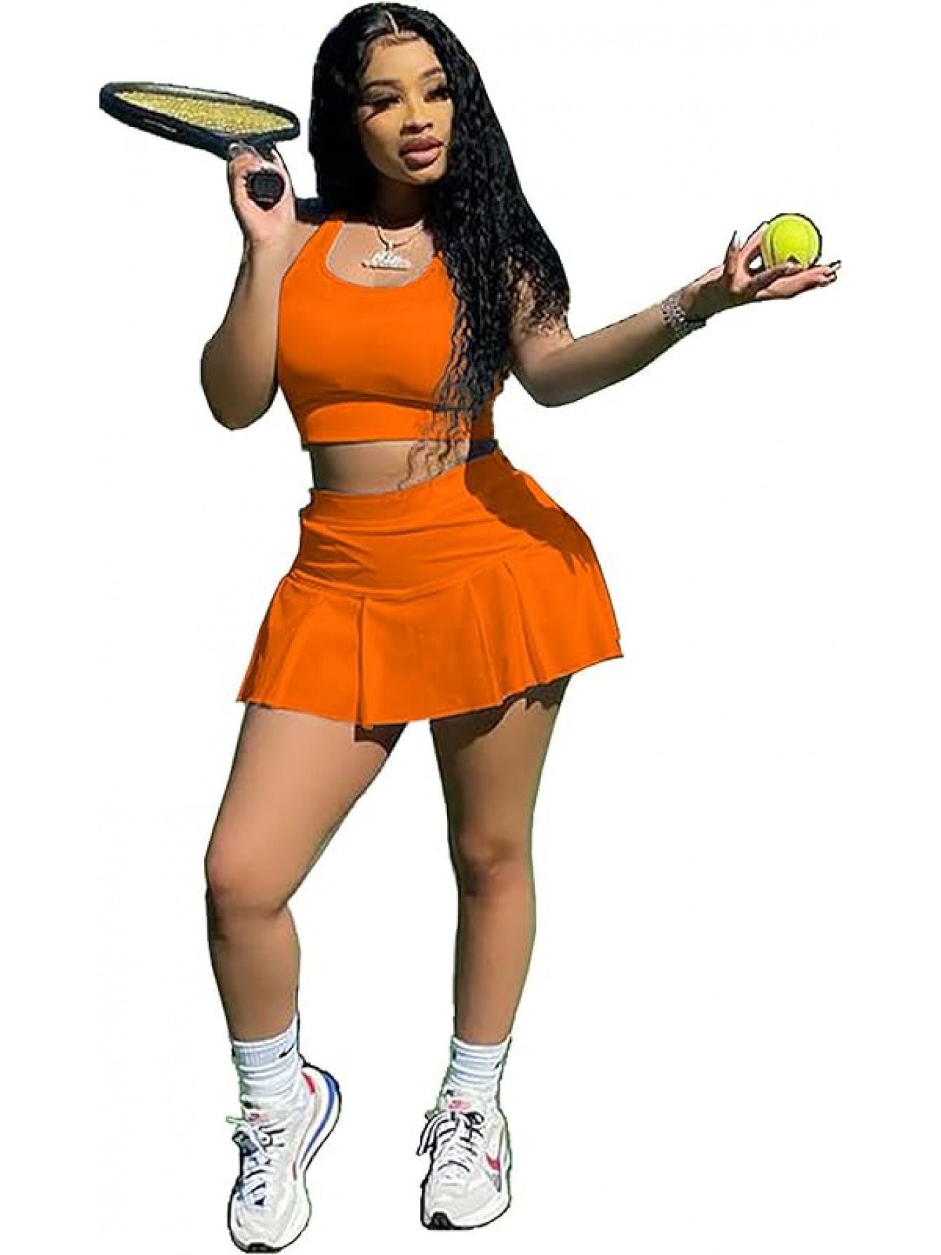 Women Athletic Sports 2pc Skirt Set Activewear Tank Top