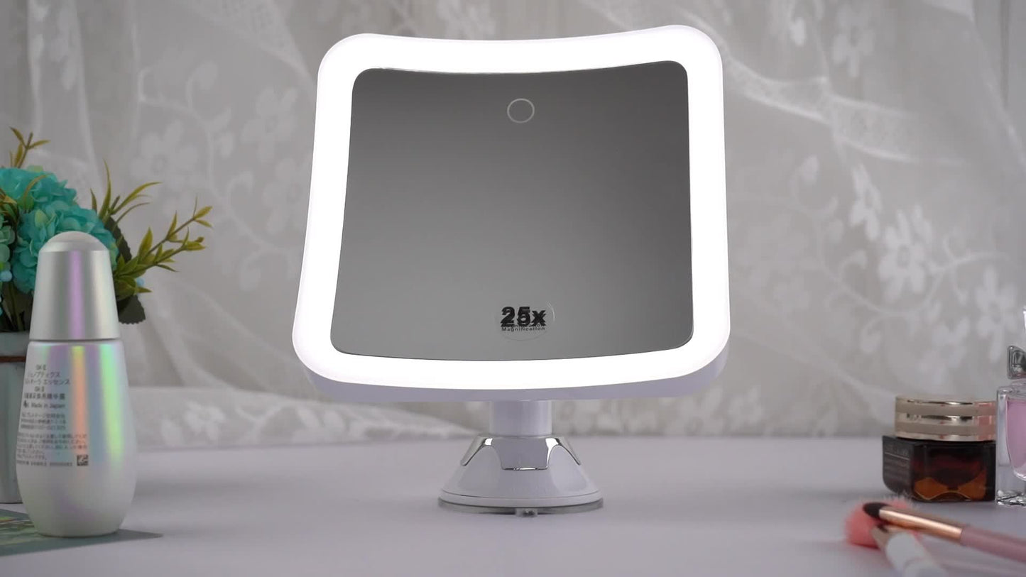FANCYSEEU 25X Magnifying LED Makeup Mirror 3 Modes 2000mAh