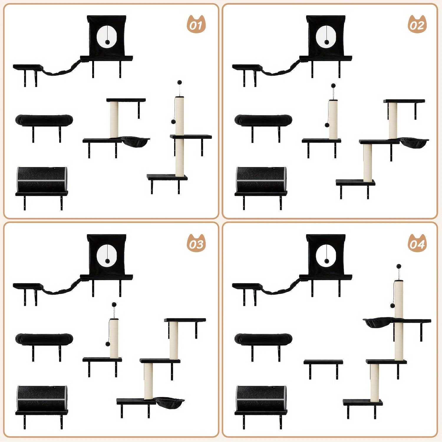 Luxury Cat Climber Set With House, Tunnel, And Shelves - Revitalize Mind Body