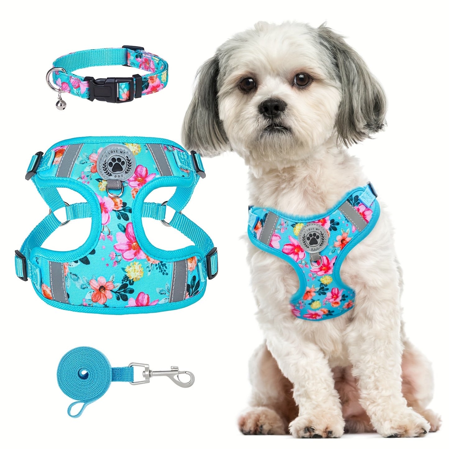 BEAUTYZOO No-Pull Dog Harness Collar And Leash Set