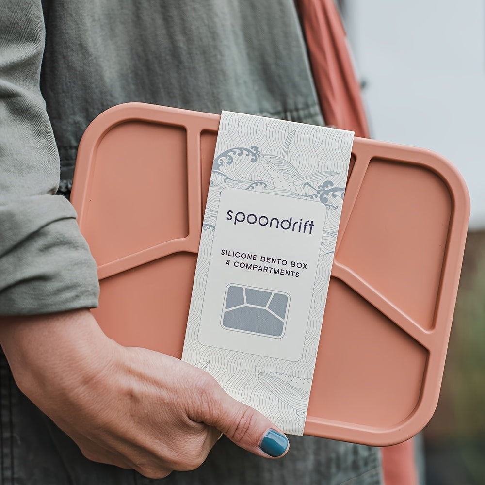 Premium Minimalist Silicone Lunch Box With Four Compartments Microwave Safe - Revitalize Mind Body