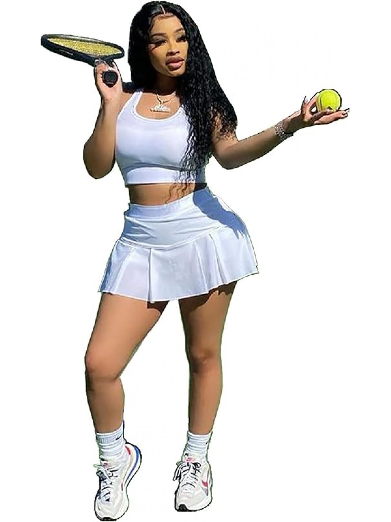 Women Athletic Sports 2pc Skirt Set Activewear Tank Top