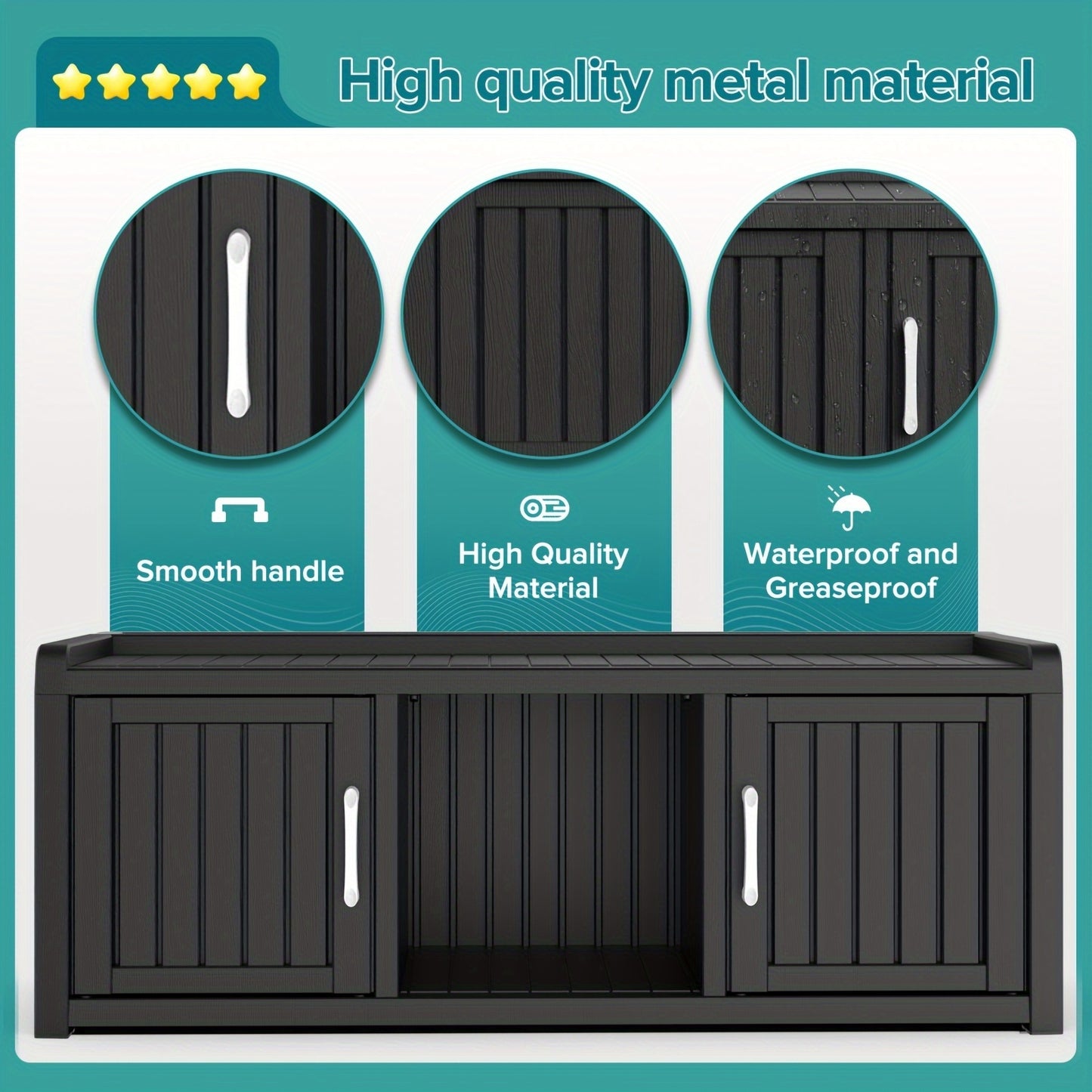 EASYUP Industrial Rustic 3 Door Entryway Shoe Bench