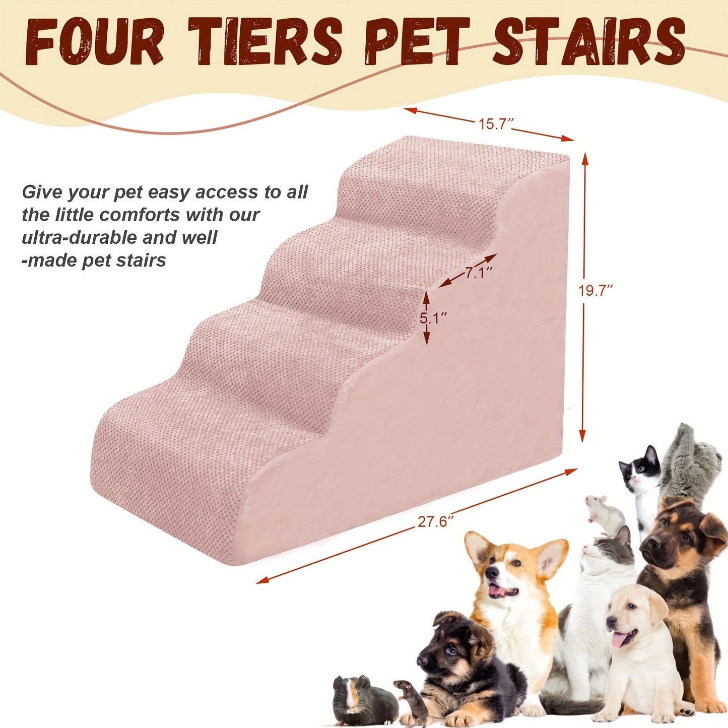 NIUBYA Premier Wide Dog Stairs with Non Slip Bottom