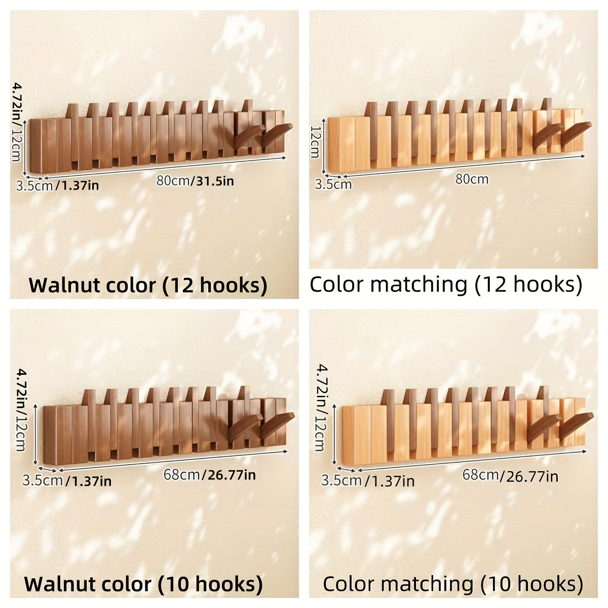 Ecoboom Boho Style Wooden Piano Key Wall Rack Coat Hook