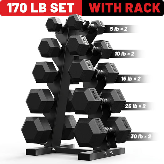 PAPABABE Dumbbell Set with Rack for Home Gym