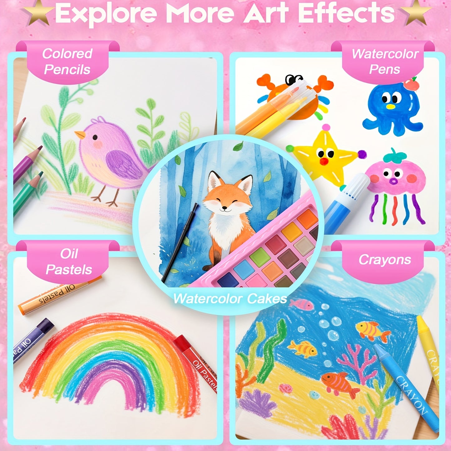 PASAMIC 237Pcs Kids Art Set With Double Sided Easel