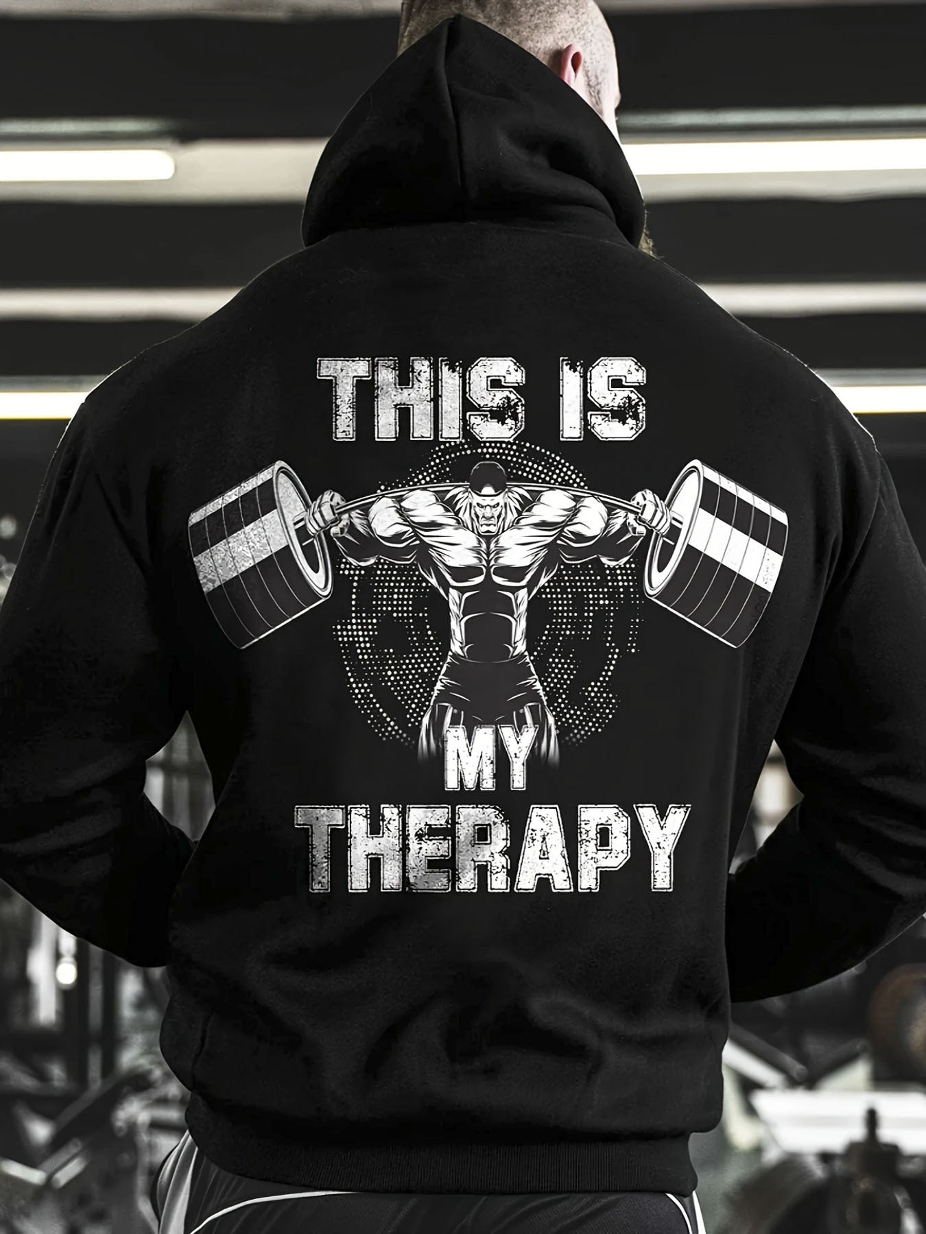 Men's Heavyweight Gym Hoodie With Muscle Back Print Fall Winter - Revitalize Mind Body