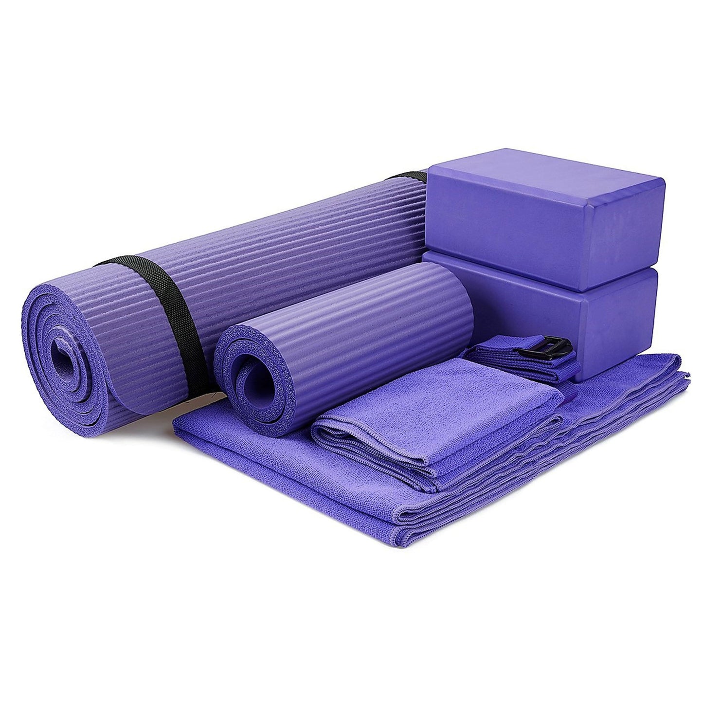 BalanceFrom 7 Piece Yoga Set With Mat Blocks Knee Pad